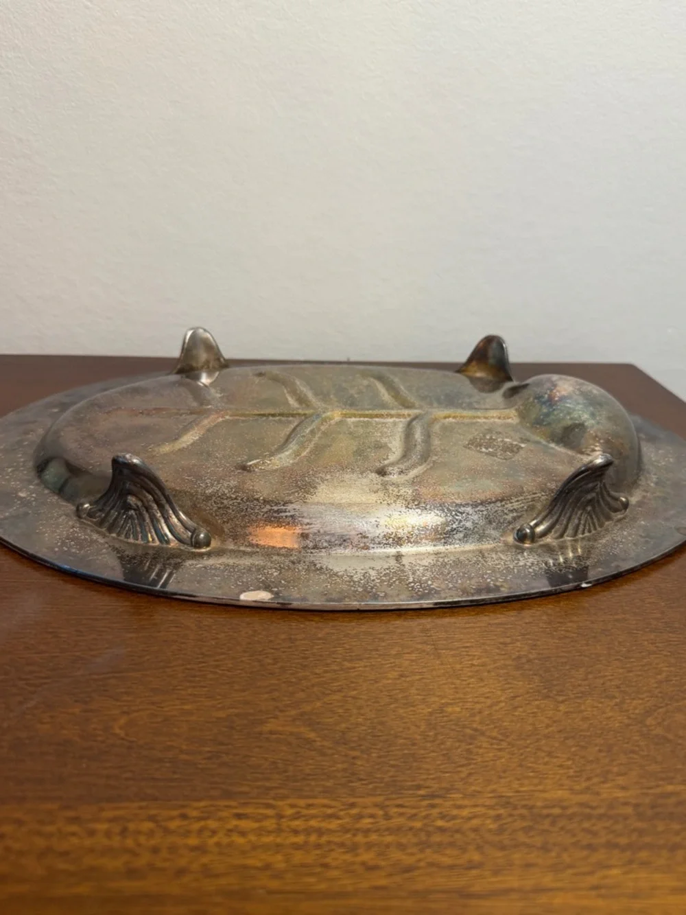 Vintage Silverplate Leaf Serving Tray Platter Mid Century Modern Decorative Dish